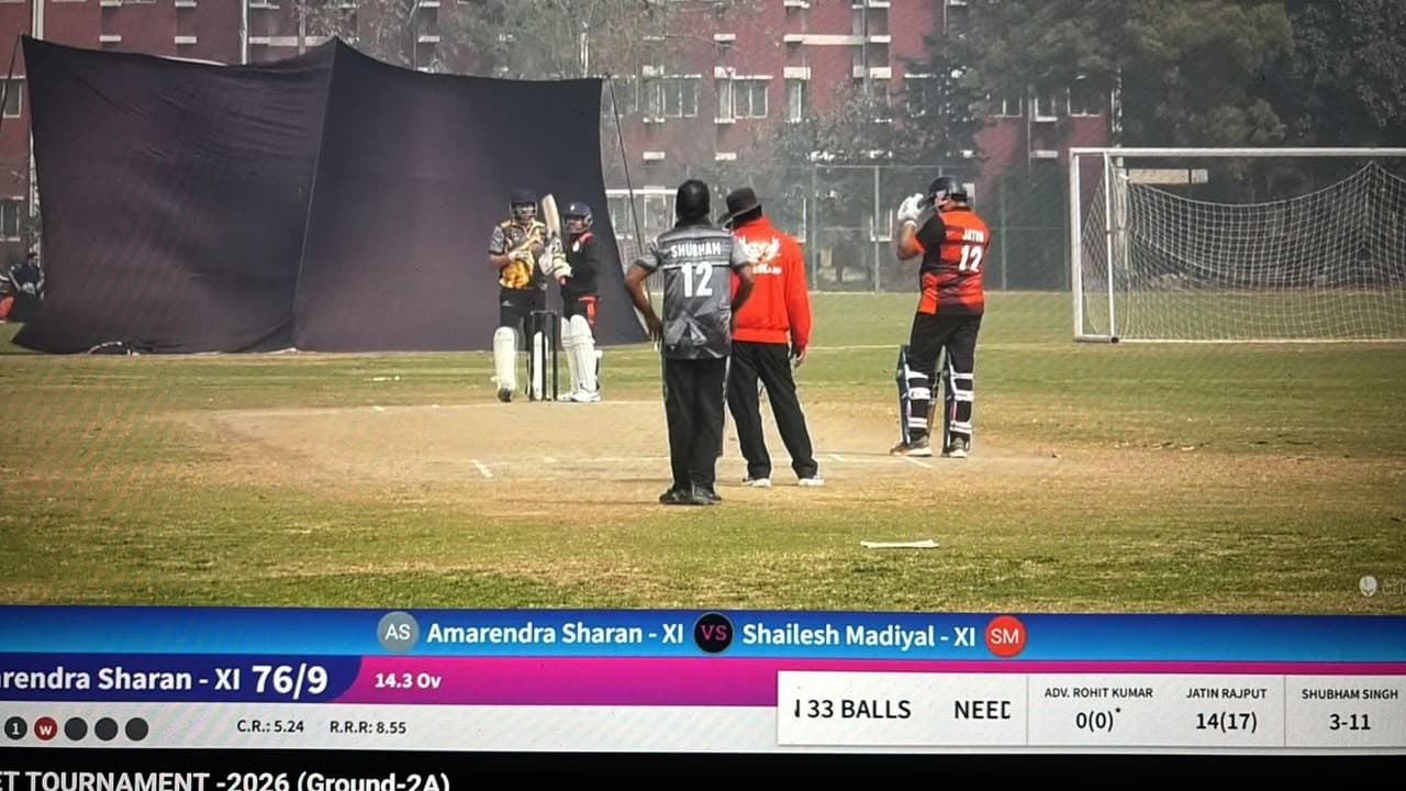 Advocate Shubham Singh bowling in the Bar Association Cricket Tournament
