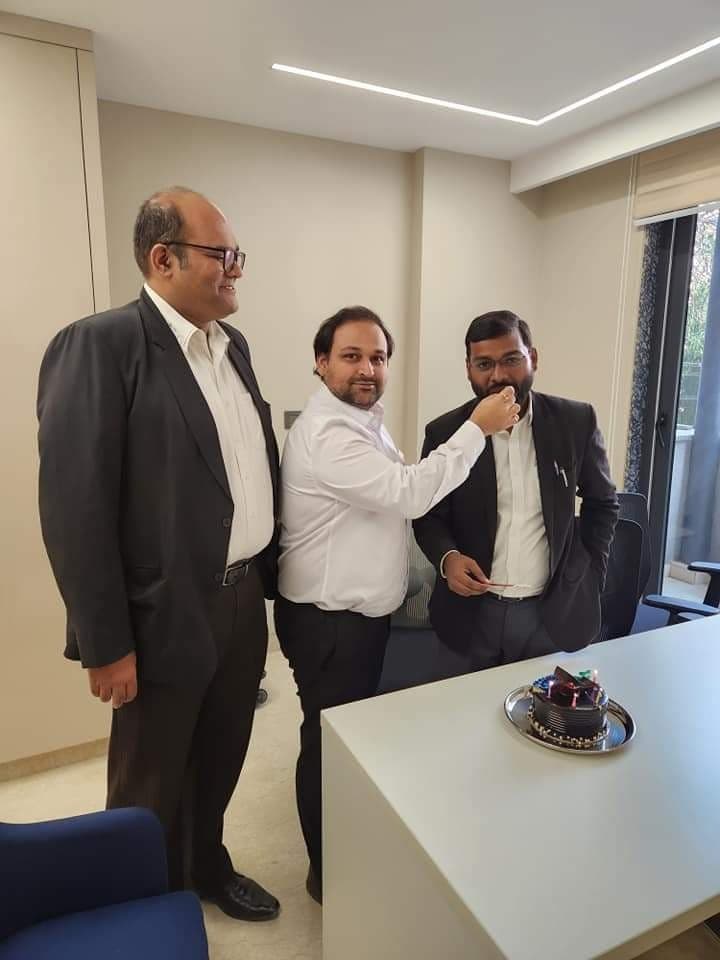 Advocate Shubham Singh celebrating institutional milestone with chamber colleagues