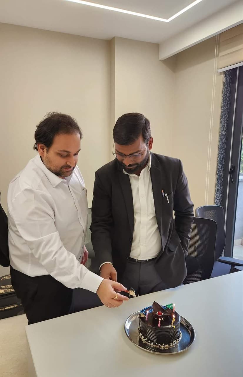 Advocate Shubham Singh with chamber colleague at office conference desk